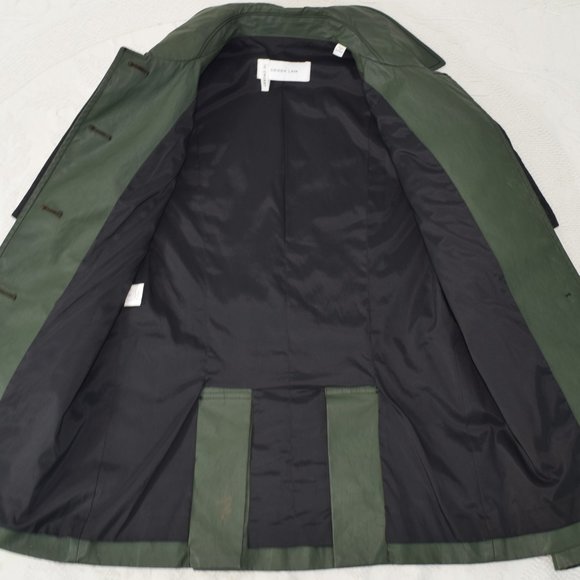 Derek Lam 10 Crosby Utility Jacket Designer Trench Coat Buttons Army Green 0 - Picture 9 of 16